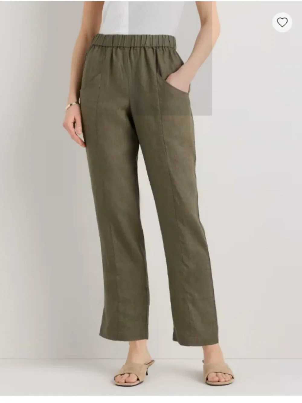 Quince 100% European Linen Tapered Ankle Pants – Light Green – Size Large